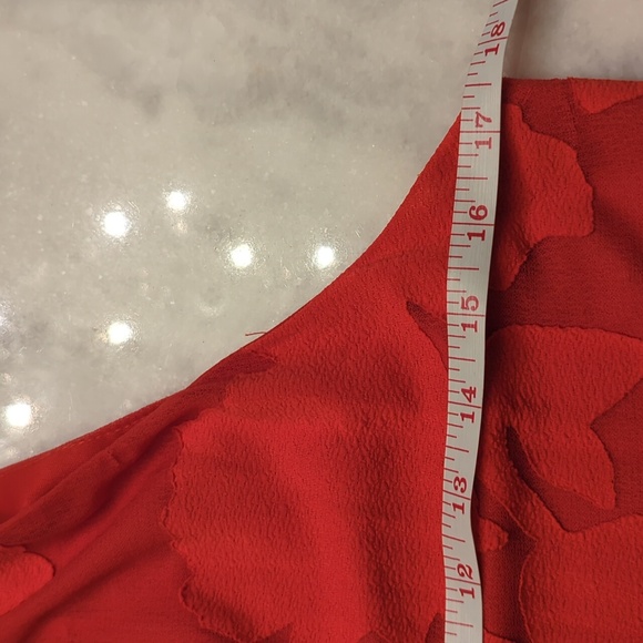 Waverly Grey drop waist halter dress-red sheer embroidered overlay flare skirt S - Picture 7 of 12